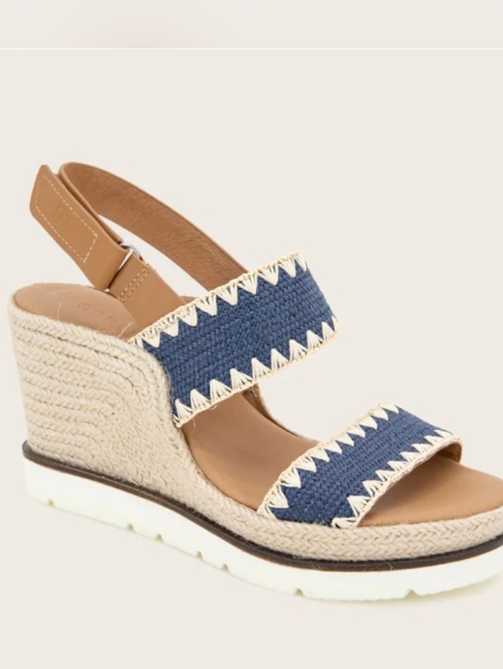NIB GENTLE SOULS Kenneth Cole Evora Navy Espadrill Wedge Cushioned Size 8.5